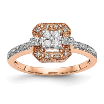 10k rose gold complete real diamond cluster engagement ring rm2356e 020 0raa