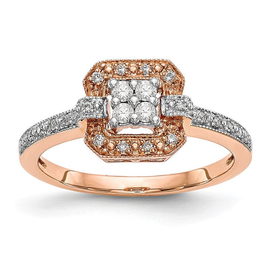 10k rose gold complete real diamond cluster engagement ring rm2356e 020 0raa
