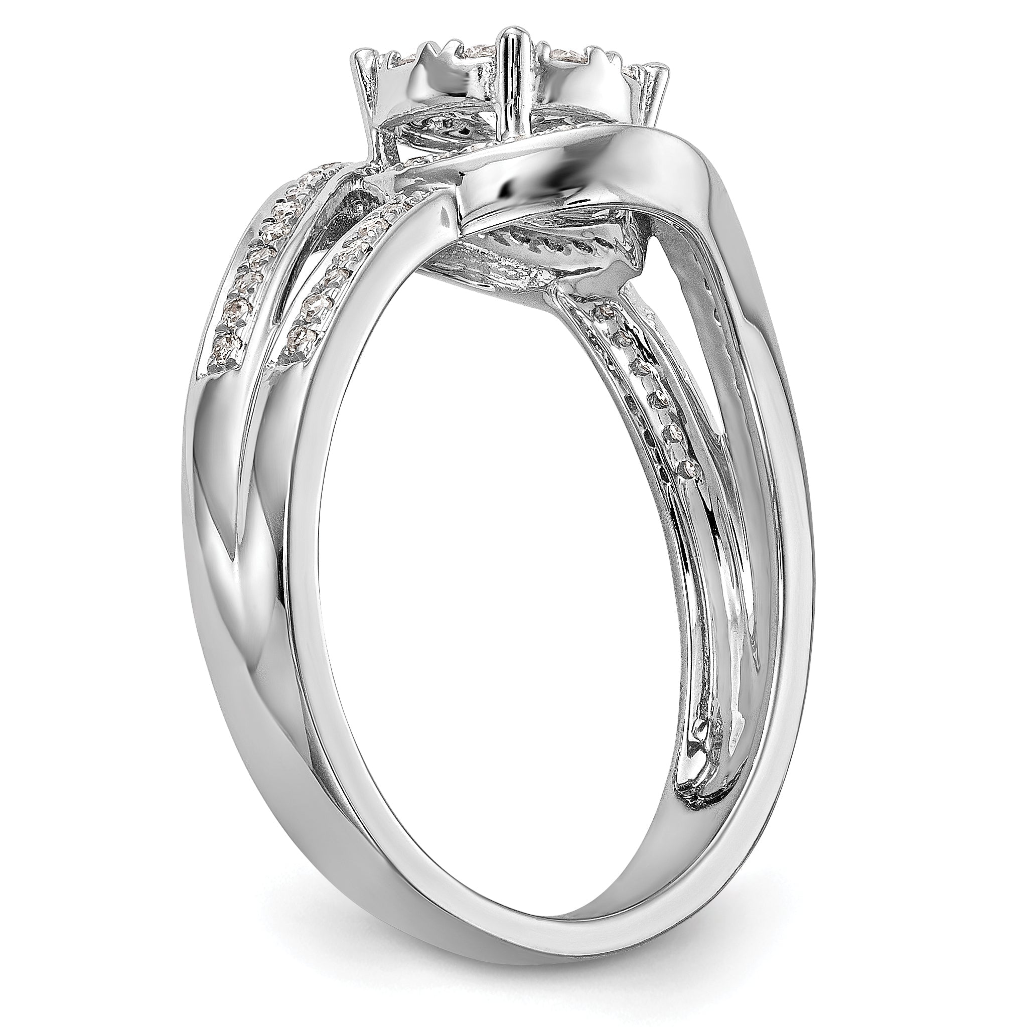 0.50ct. CZ Solid Real 14K White Gold Complete Cluster Engagement Ring