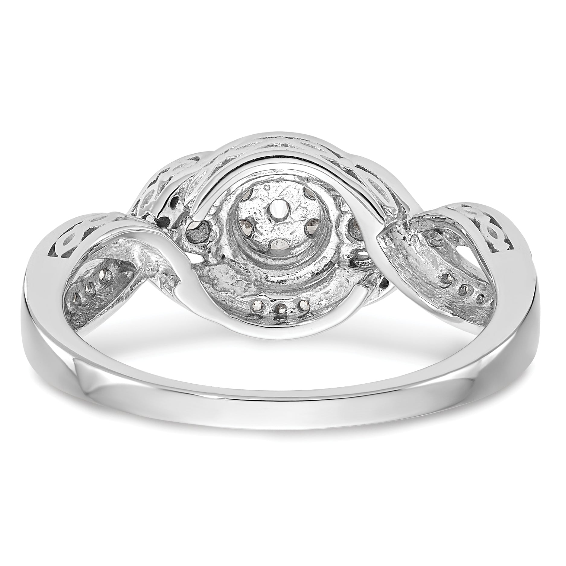 0.40ct. CZ Solid Real 14k White Gold Complete Cluster Engagement Ring