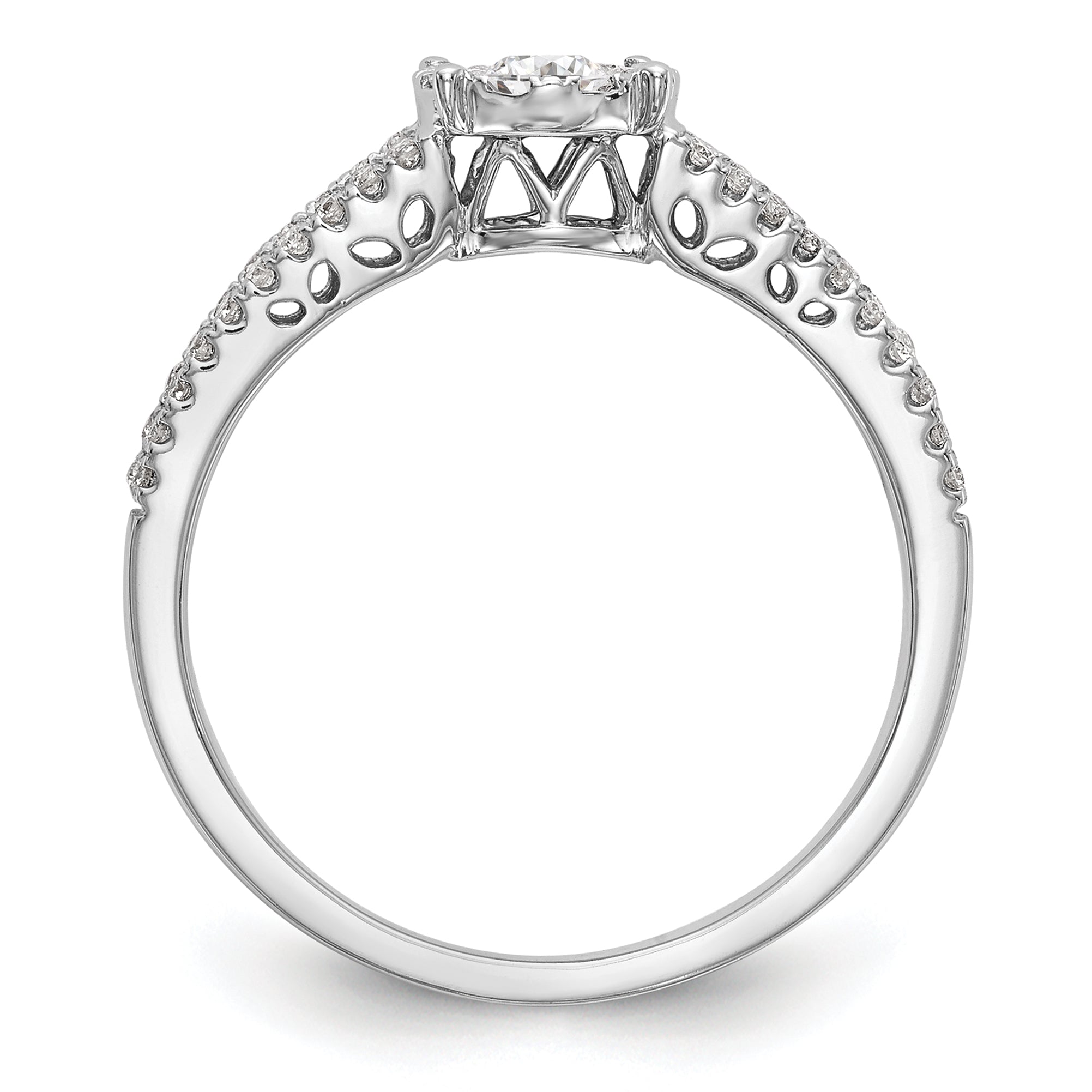 0.50ct. CZ Solid Real 14K White Gold Complete Cluster Engagement Ring