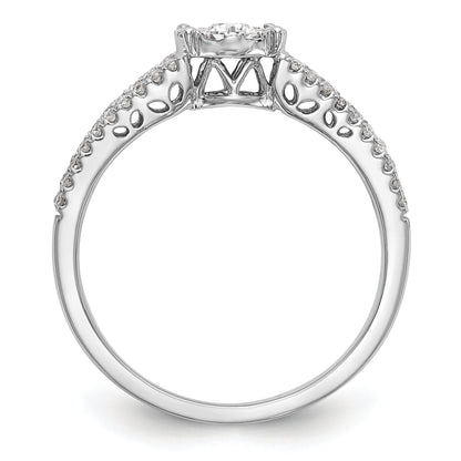 0.50ct. CZ Solid Real 14K White Gold Complete Cluster Engagement Ring