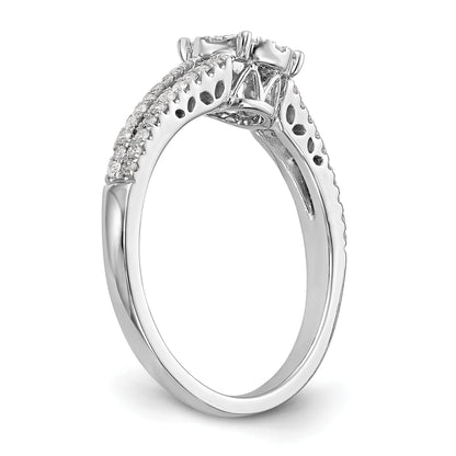 0.50ct. CZ Solid Real 14K White Gold Complete Cluster Engagement Ring