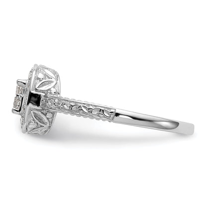 0.20ct. CZ Solid Real 14K White Gold Cluster Engagement Ring