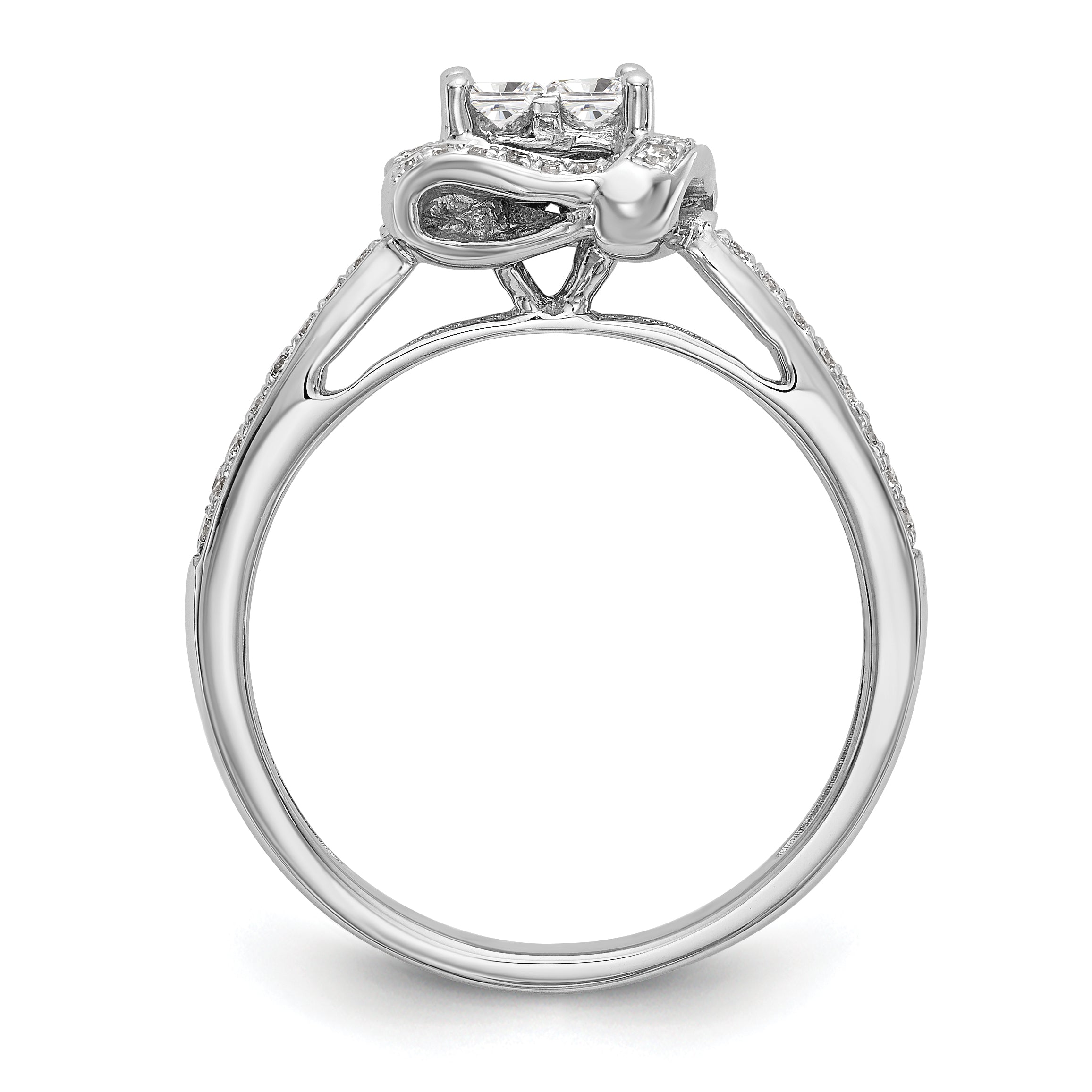 0.50ct. CZ Solid Real 14K White Gold Complete Cluster Engagement Ring