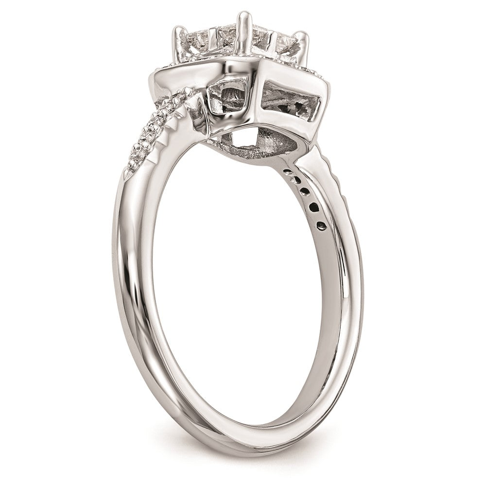 14K White Gold Complete Real Diamond Cluster Engagement Ring