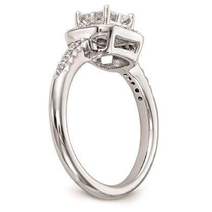 14K White Gold Complete Real Diamond Cluster Engagement Ring