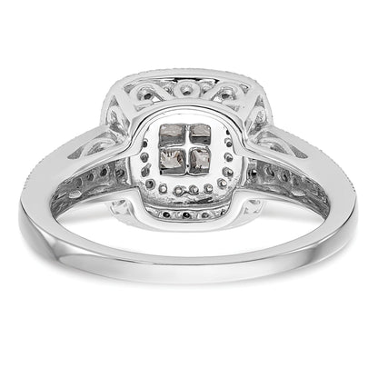 0.68ct. CZ Solid Real 14K White Gold Cluster Complete Engagement Ring