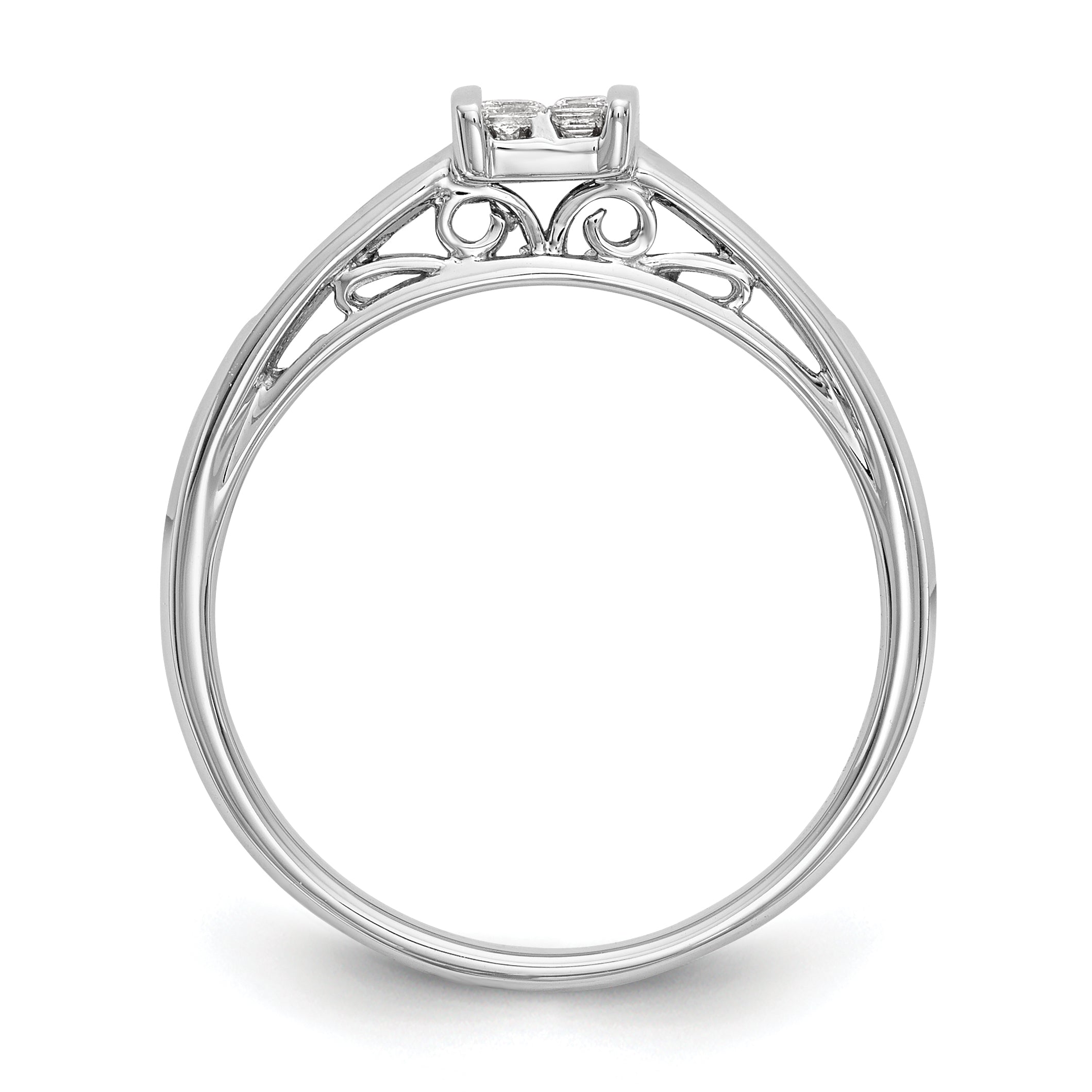 0.16ct. CZ Solid Real 14K White Gold Complete Cluster Engagement Ring