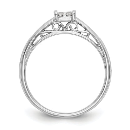 0.16ct. CZ Solid Real 14K White Gold Complete Cluster Engagement Ring