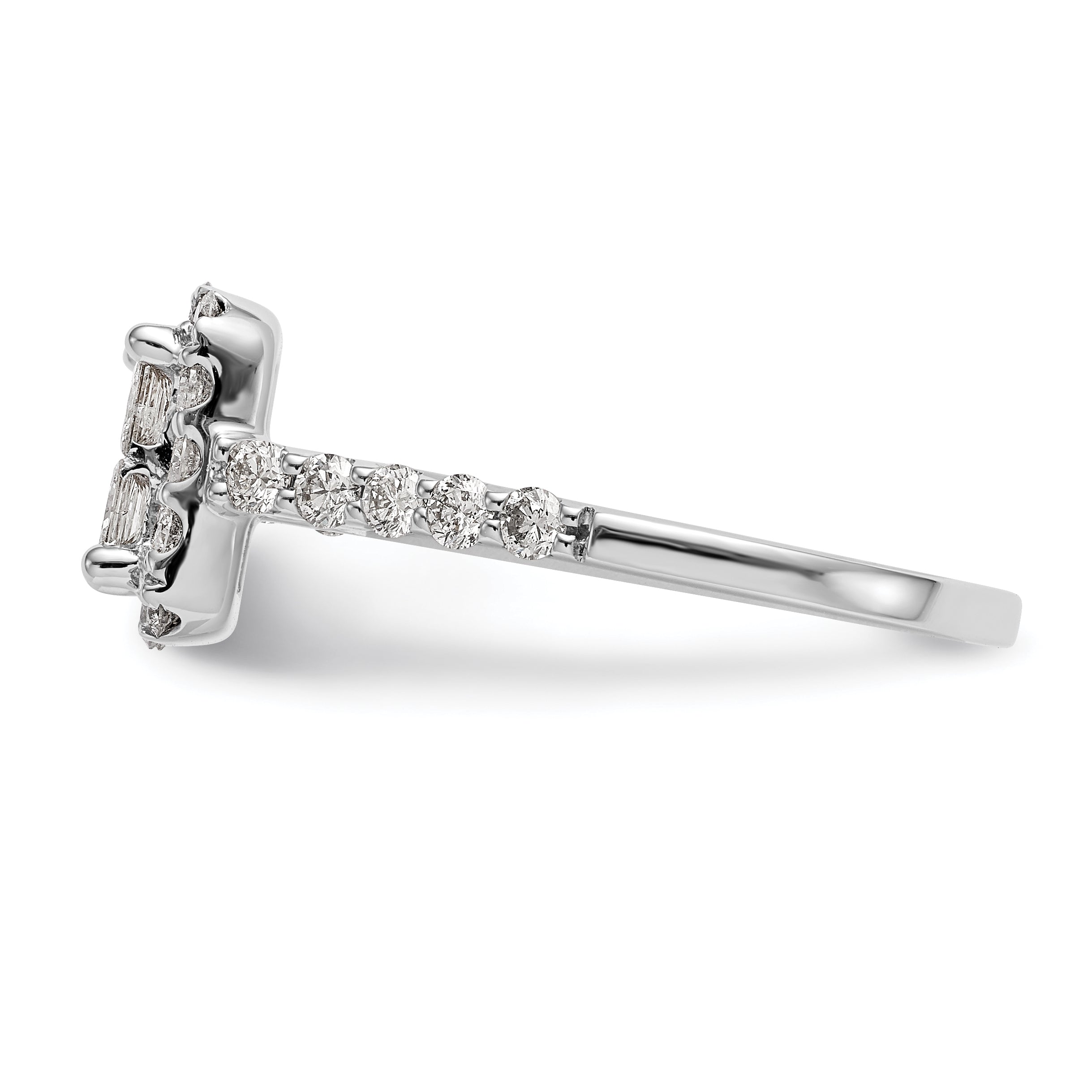 1.50ct. CZ Solid Real 14K White Gold Complete Cluster Engagement Ring