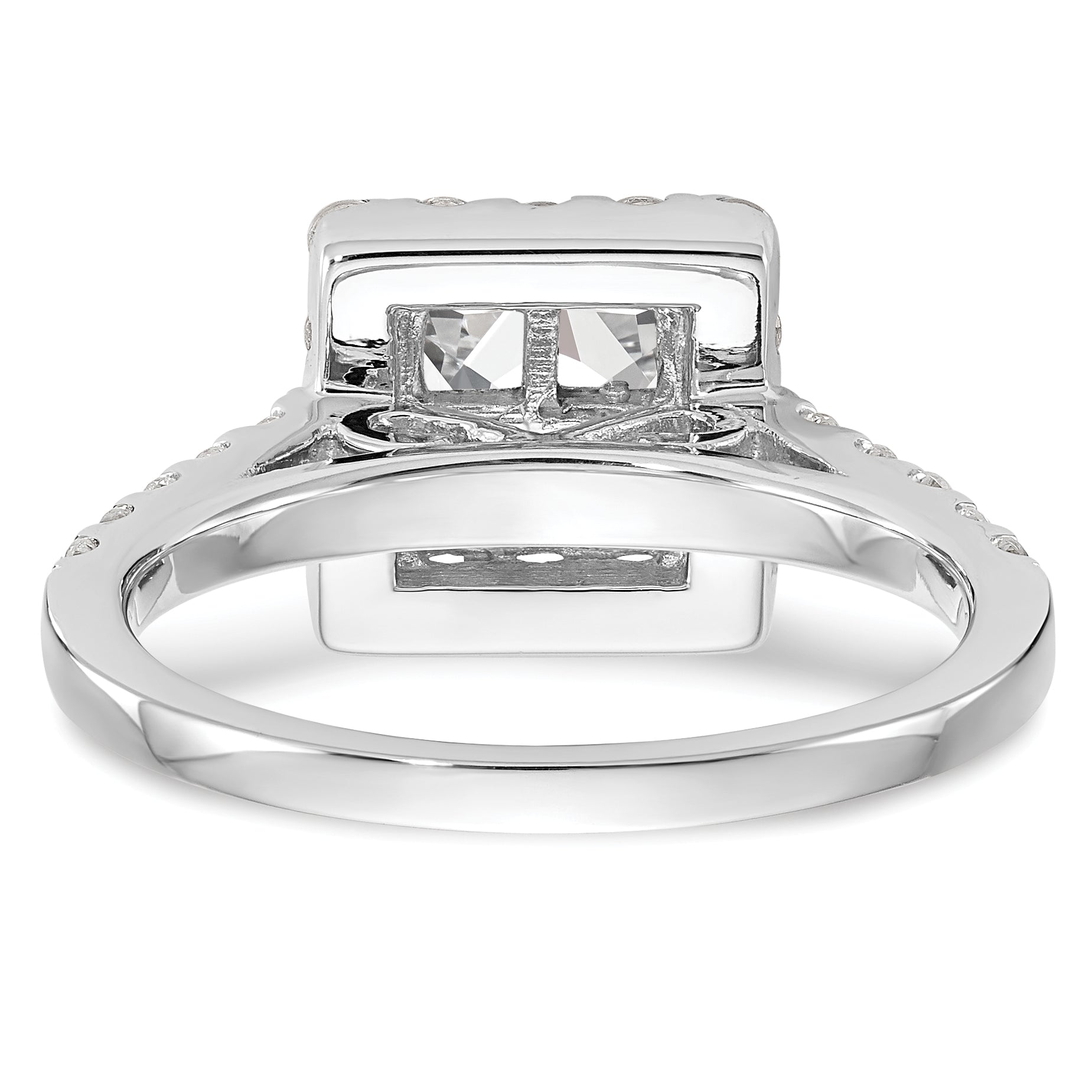 1.50ct. CZ Solid Real 14K White Gold Complete Cluster Engagement Ring