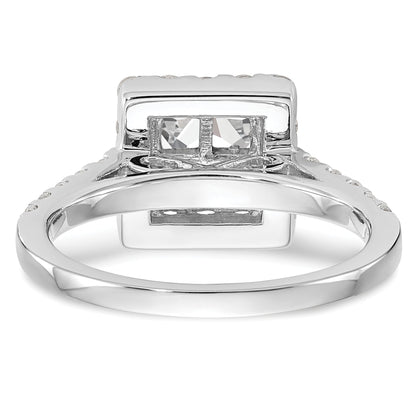 1.50ct. CZ Solid Real 14K White Gold Complete Cluster Engagement Ring