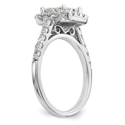 1.50ct. CZ Solid Real 14K White Gold Complete Cluster Engagement Ring