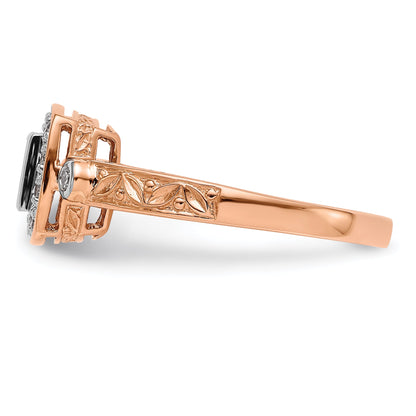 0.33ct. CZ Solid Real 14K Rose Gold Complete Cluster Engagement Ring