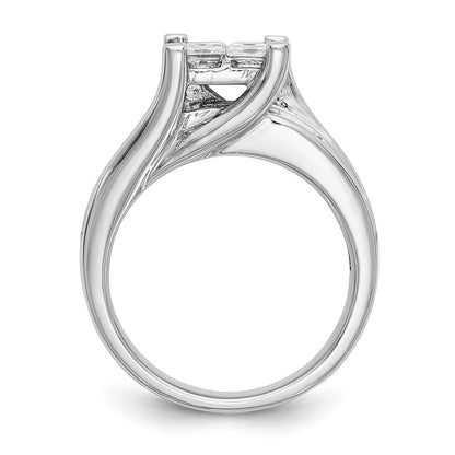 14K White Gold Complete Real Diamond Cluster Engagement Ring