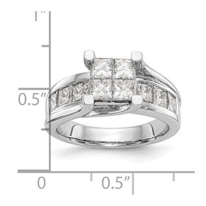 14K White Gold Complete Real Diamond Cluster Engagement Ring