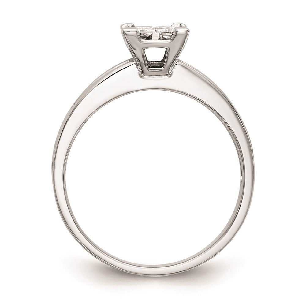 14K White Gold Complete Real Diamond Cluster Engagement Ring