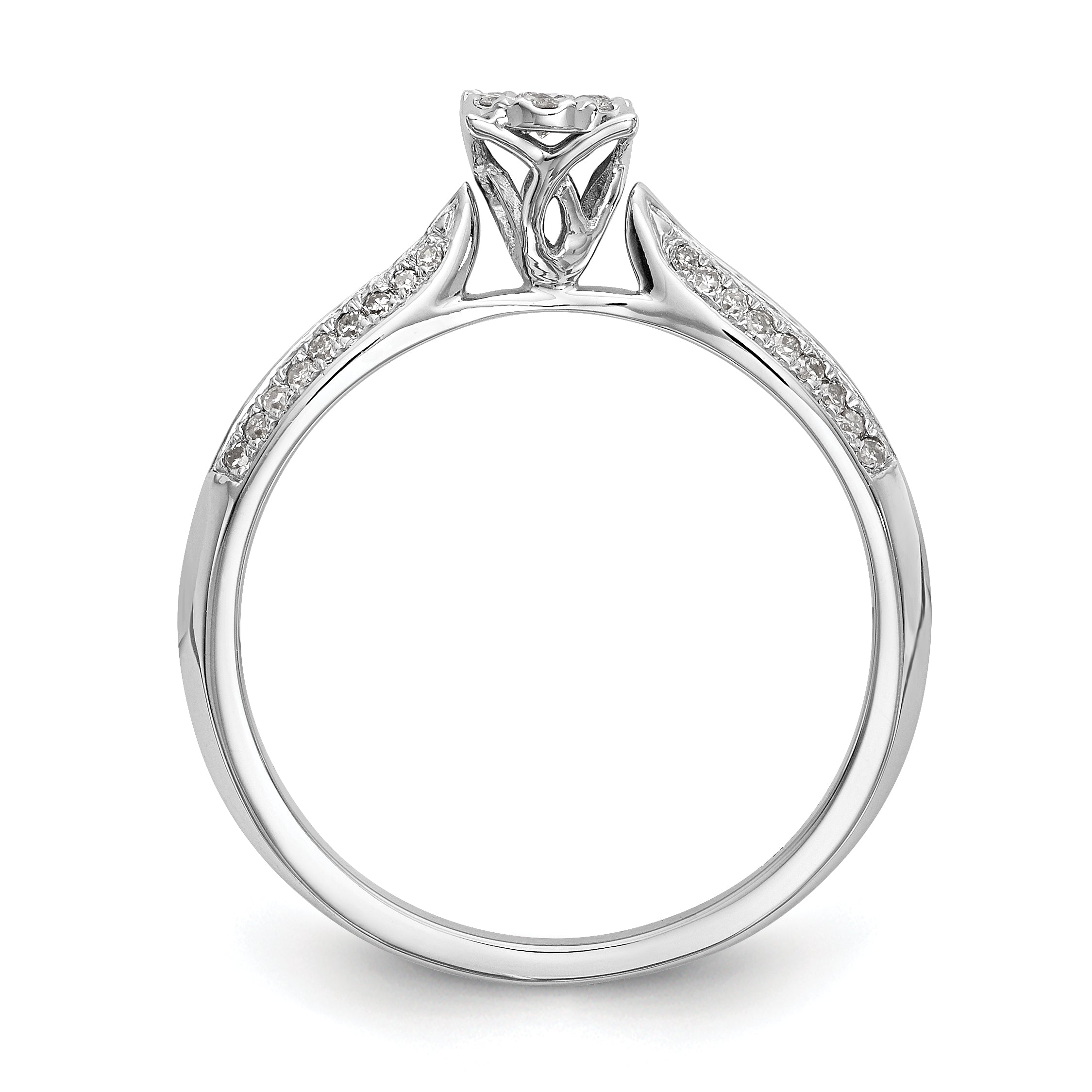 0.20ct. CZ Solid Real 14K White Gold Complete Cluster Engagement Ring