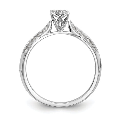 0.20ct. CZ Solid Real 14K White Gold Complete Cluster Engagement Ring