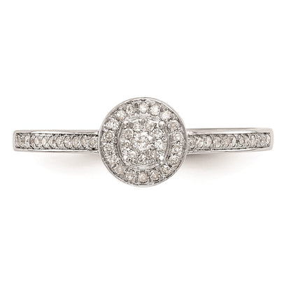 14K White Gold Complete Real Diamond Cluster Engagement Ring