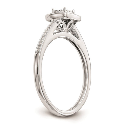 14K White Gold Complete Real Diamond Cluster Engagement Ring