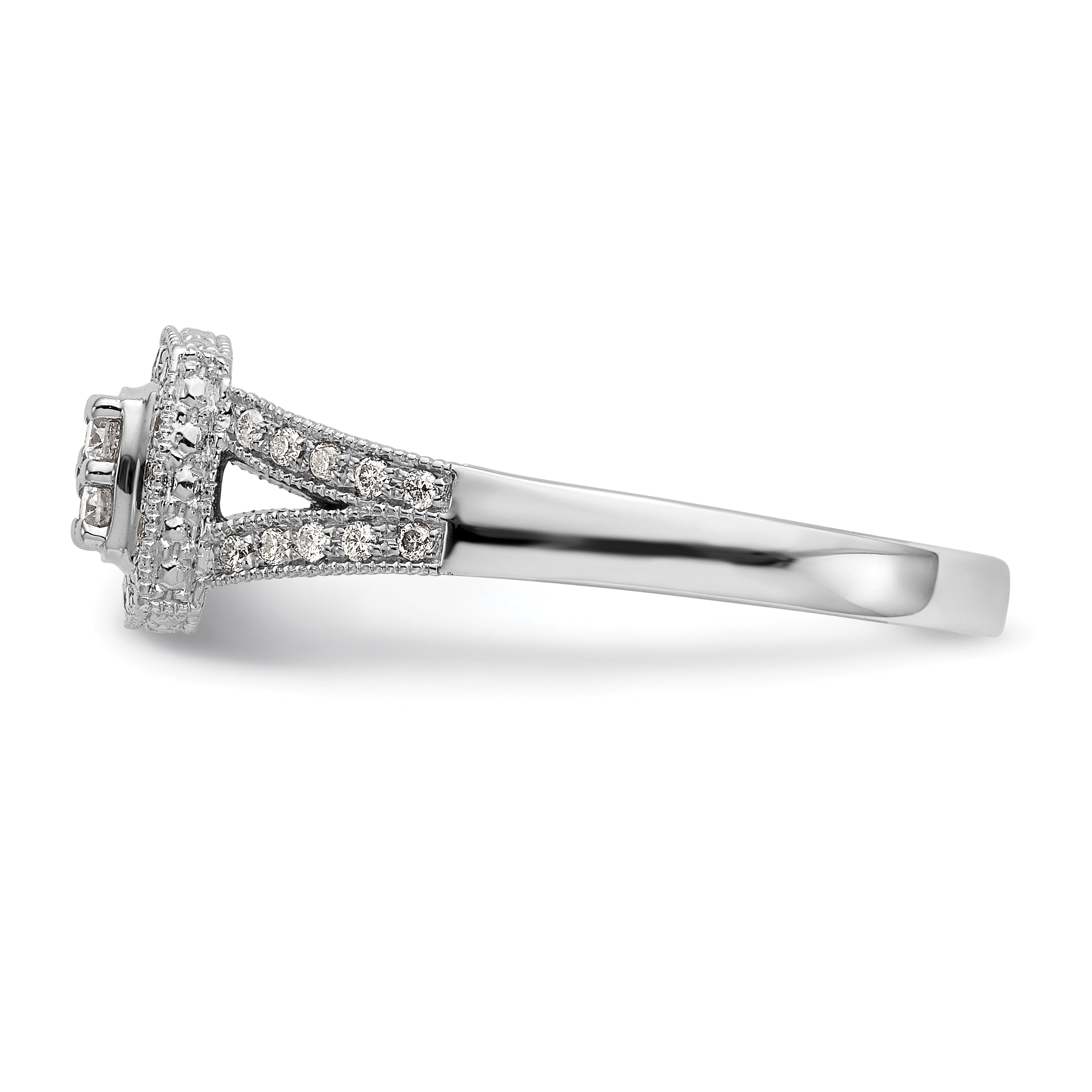 0.50ct. CZ Solid Real 14K White Gold Complete Cluster Engagement Ring