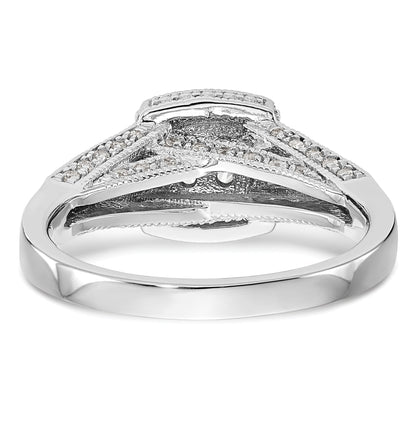 0.50ct. CZ Solid Real 14K White Gold Complete Cluster Engagement Ring