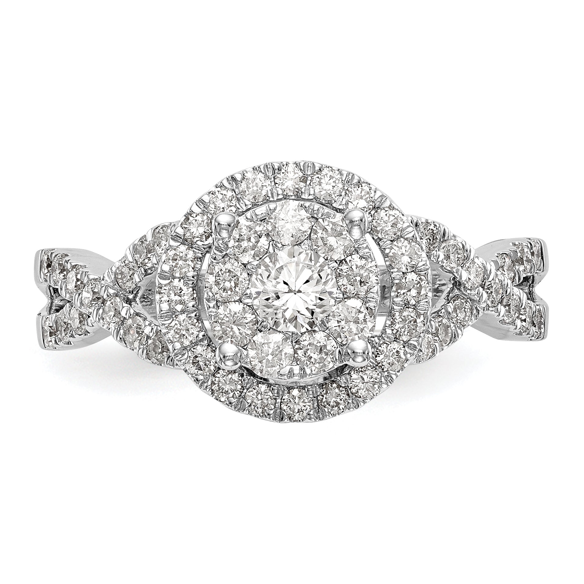 0.75ct. CZ Solid Real 14K White Gold Complete Cluster Engagement Ring