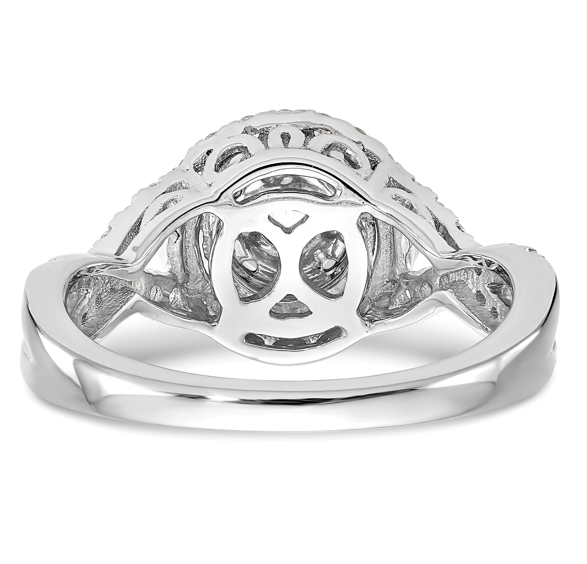 0.75ct. CZ Solid Real 14K White Gold Complete Cluster Engagement Ring