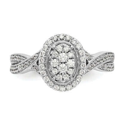 0.50ct. CZ Solid Real 14K White Gold Complete Cluster Engagement Ring