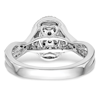 0.50ct. CZ Solid Real 14K White Gold Complete Cluster Engagement Ring