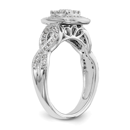 14K White Gold Complete Real Diamond Cluster Engagement Ring