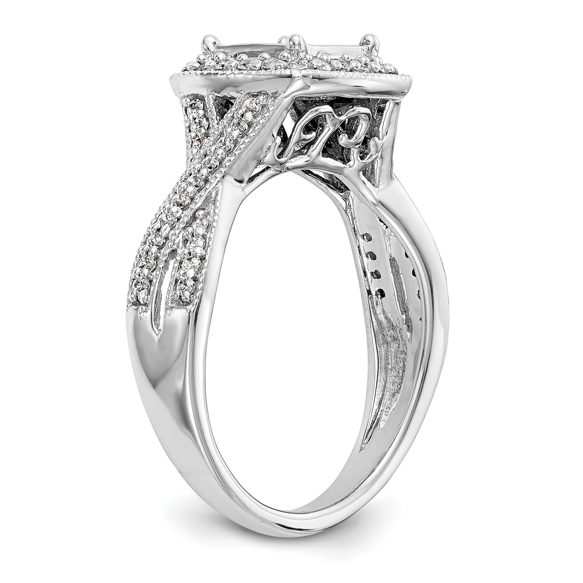 0.70ct. CZ Solid Real 14K White Gold Complete Cluster Engagement Ring