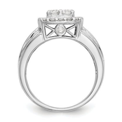 1.45ct. CZ Solid Real 14K White Gold Complete Cluster Engagement Ring