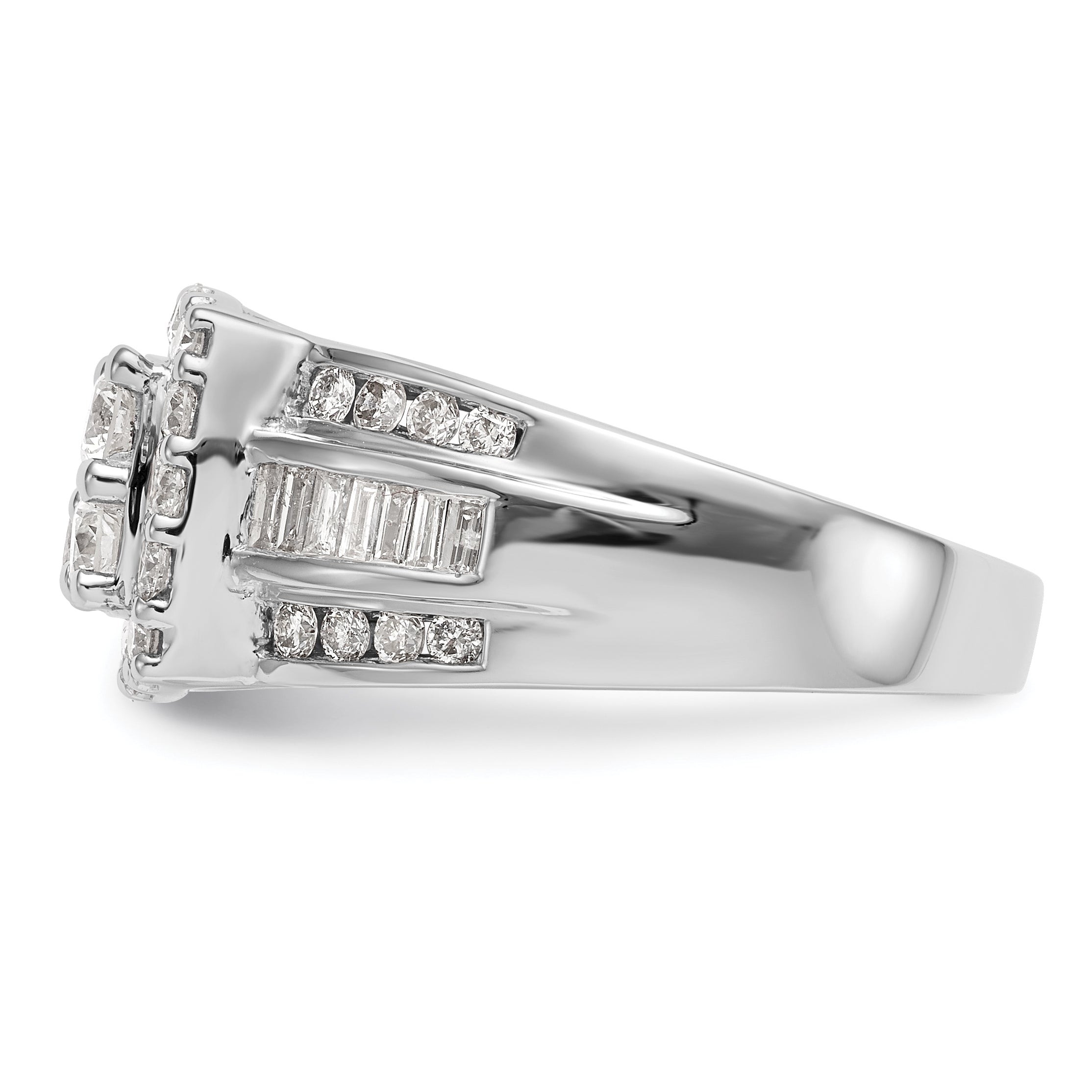 1.45ct. CZ Solid Real 14K White Gold Complete Cluster Engagement Ring