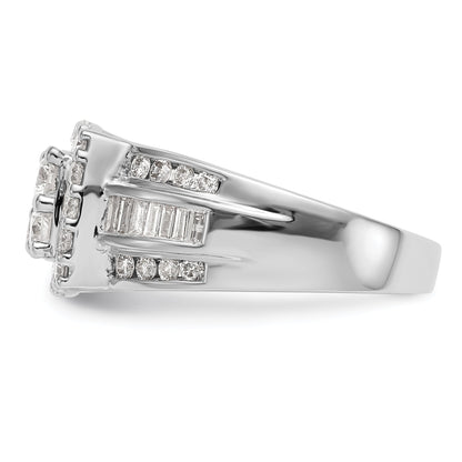 1.45ct. CZ Solid Real 14K White Gold Complete Cluster Engagement Ring