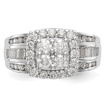 1.45ct. CZ Solid Real 14K White Gold Complete Cluster Engagement Ring
