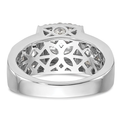 1.45ct. CZ Solid Real 14K White Gold Complete Cluster Engagement Ring