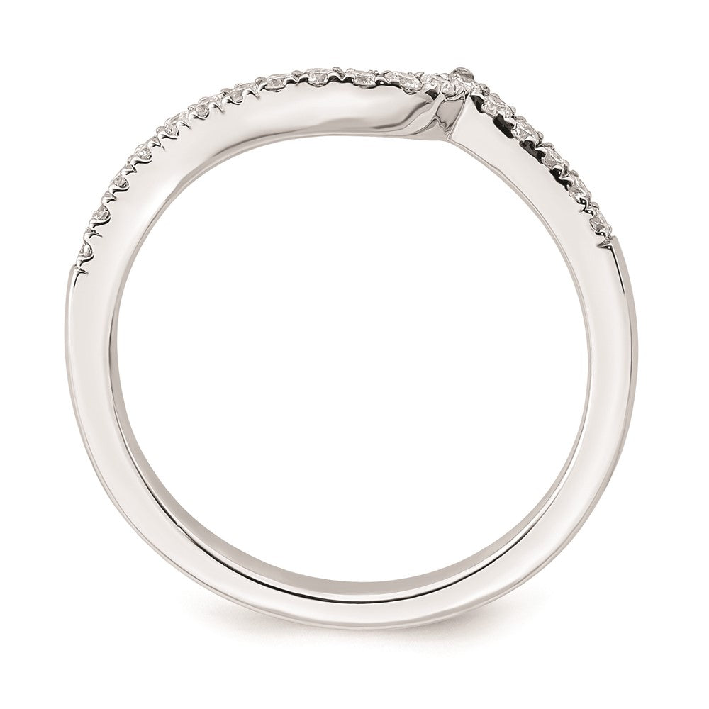 14k White Gold Real Diamond Contoured Wedding Band