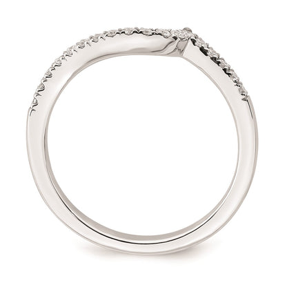 14k White Gold Real Diamond Contoured Wedding Band