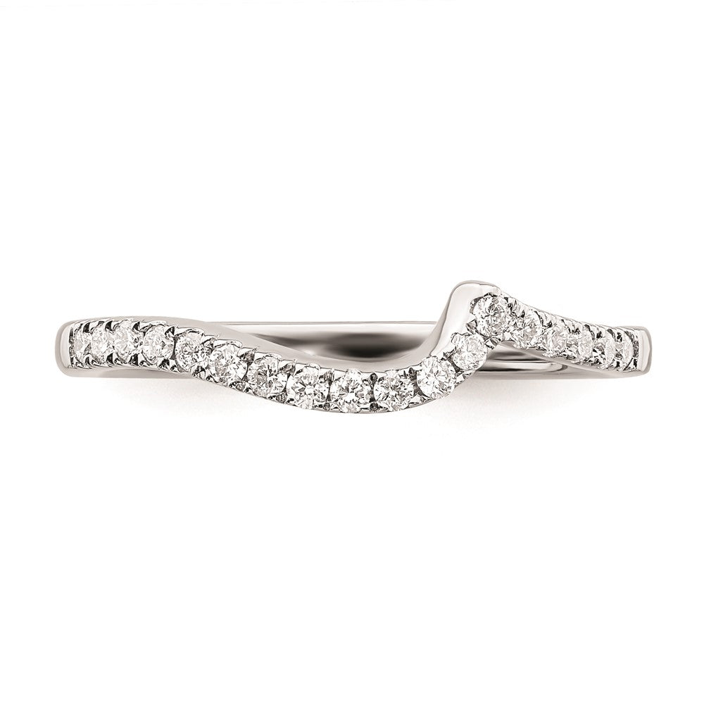 14k White Gold Real Diamond Contoured Wedding Band