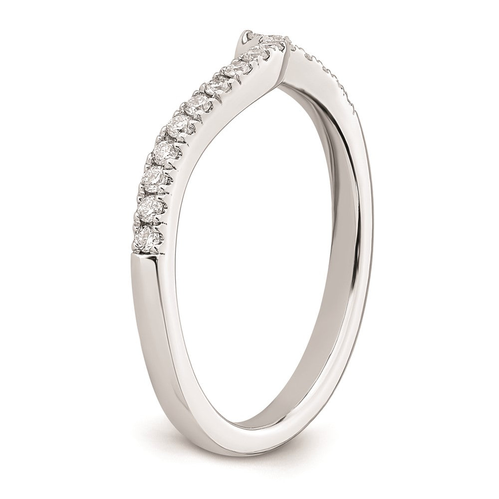 14k White Gold Real Diamond Contoured Wedding Band
