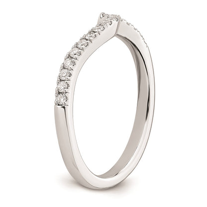 14k White Gold Real Diamond Contoured Wedding Band