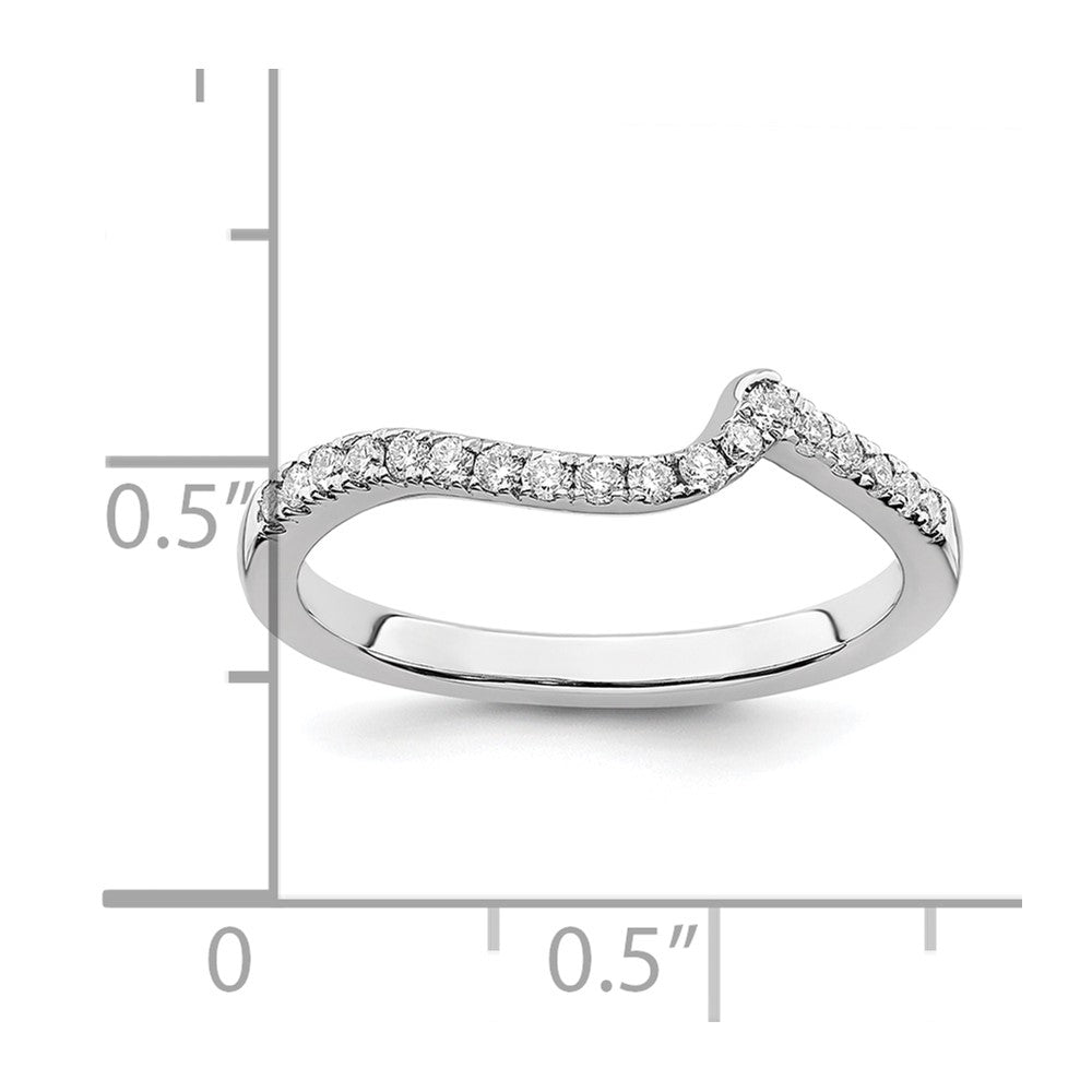 14k White Gold Real Diamond Contoured Wedding Band