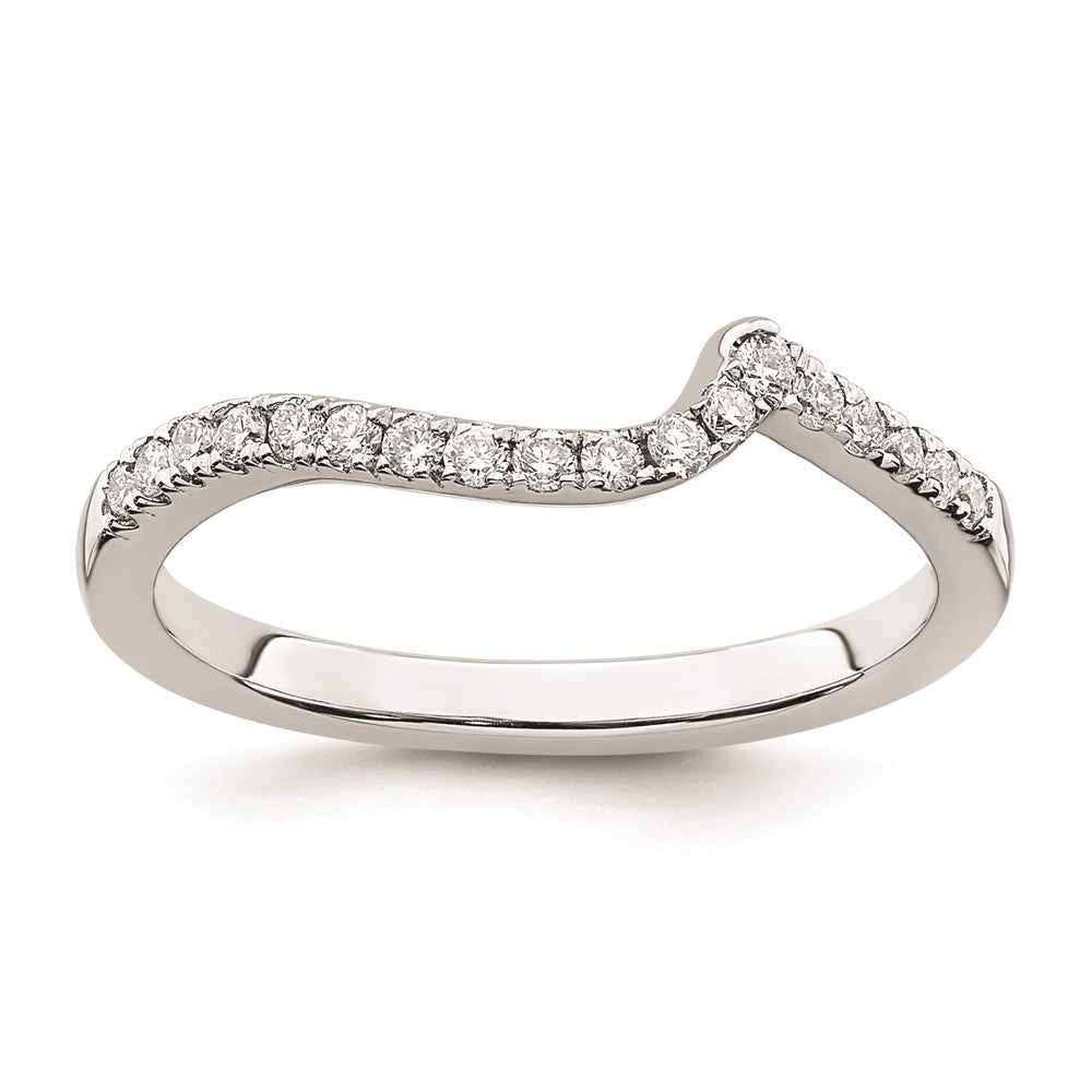 14k White Gold Real Diamond Contoured Wedding Band