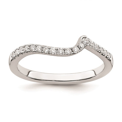 14k White Gold Real Diamond Contoured Wedding Band