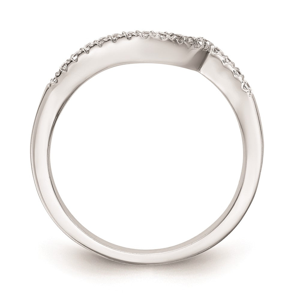 14k White Gold Real Diamond Contoured Wedding Band