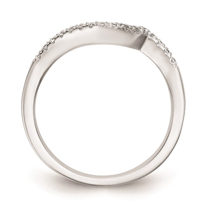 14k White Gold Real Diamond Contoured Wedding Band