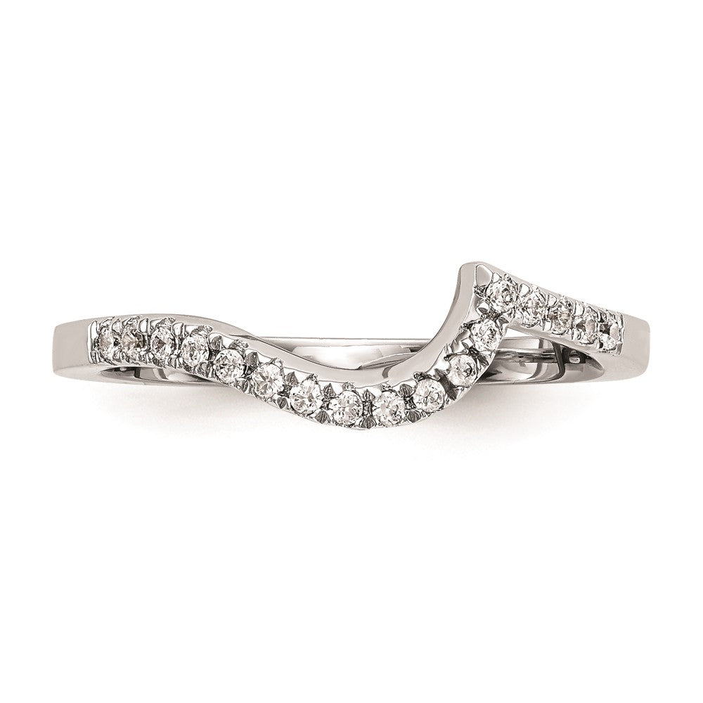 14k White Gold Real Diamond Contoured Wedding Band